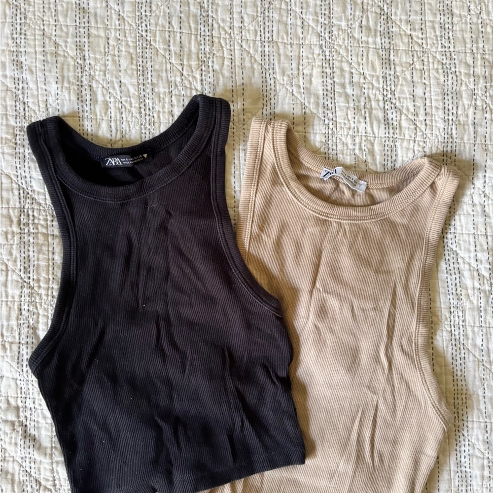 Black and Tan Ribbed Tank Tops Combo